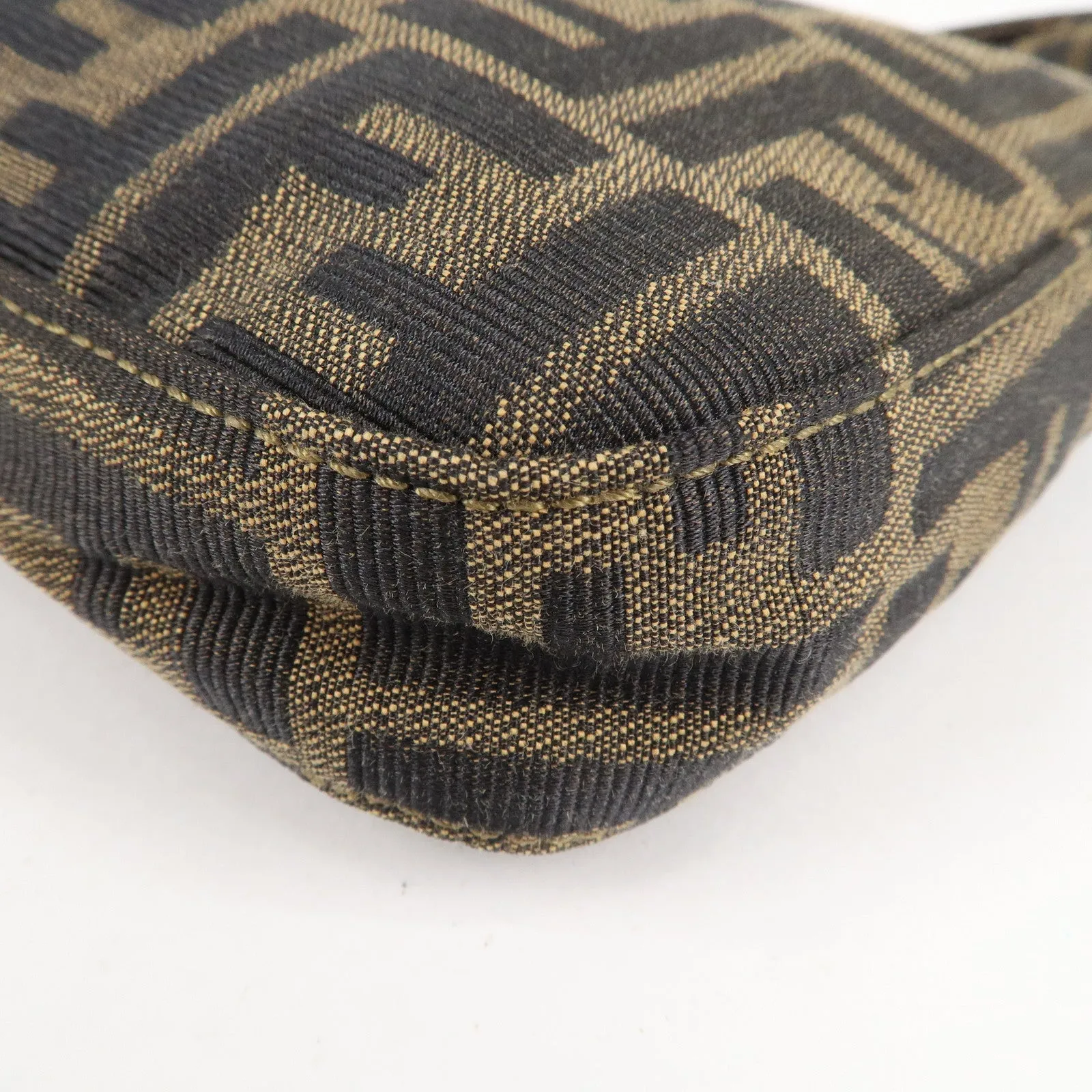 FENDI Zucca Canvas Leather Shoulder Bag Brown Black 26569