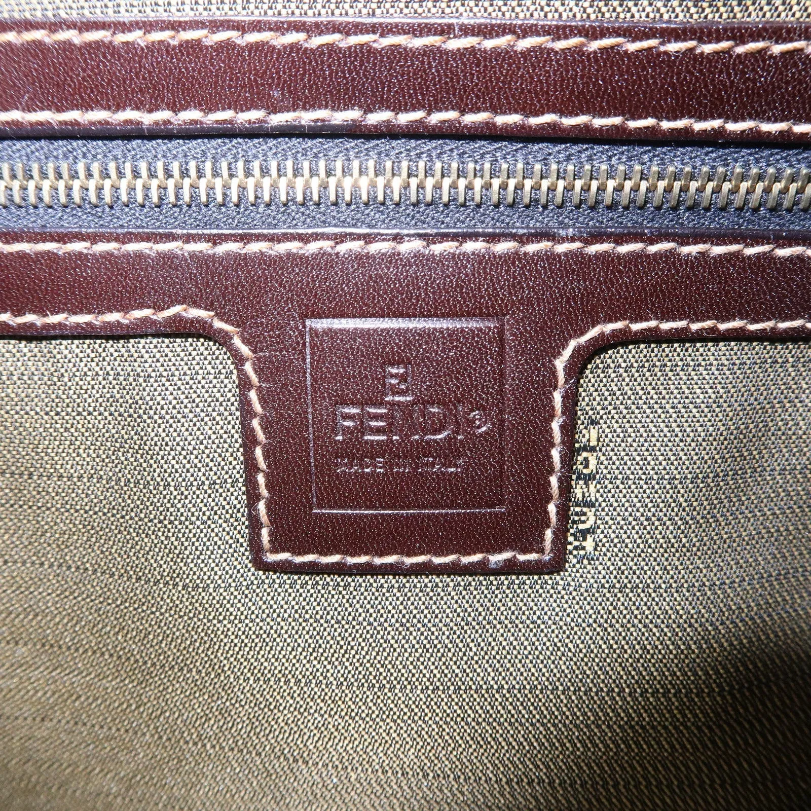 FENDI Zucca Canvas Leather Shoulder Bag Brown Black 26569
