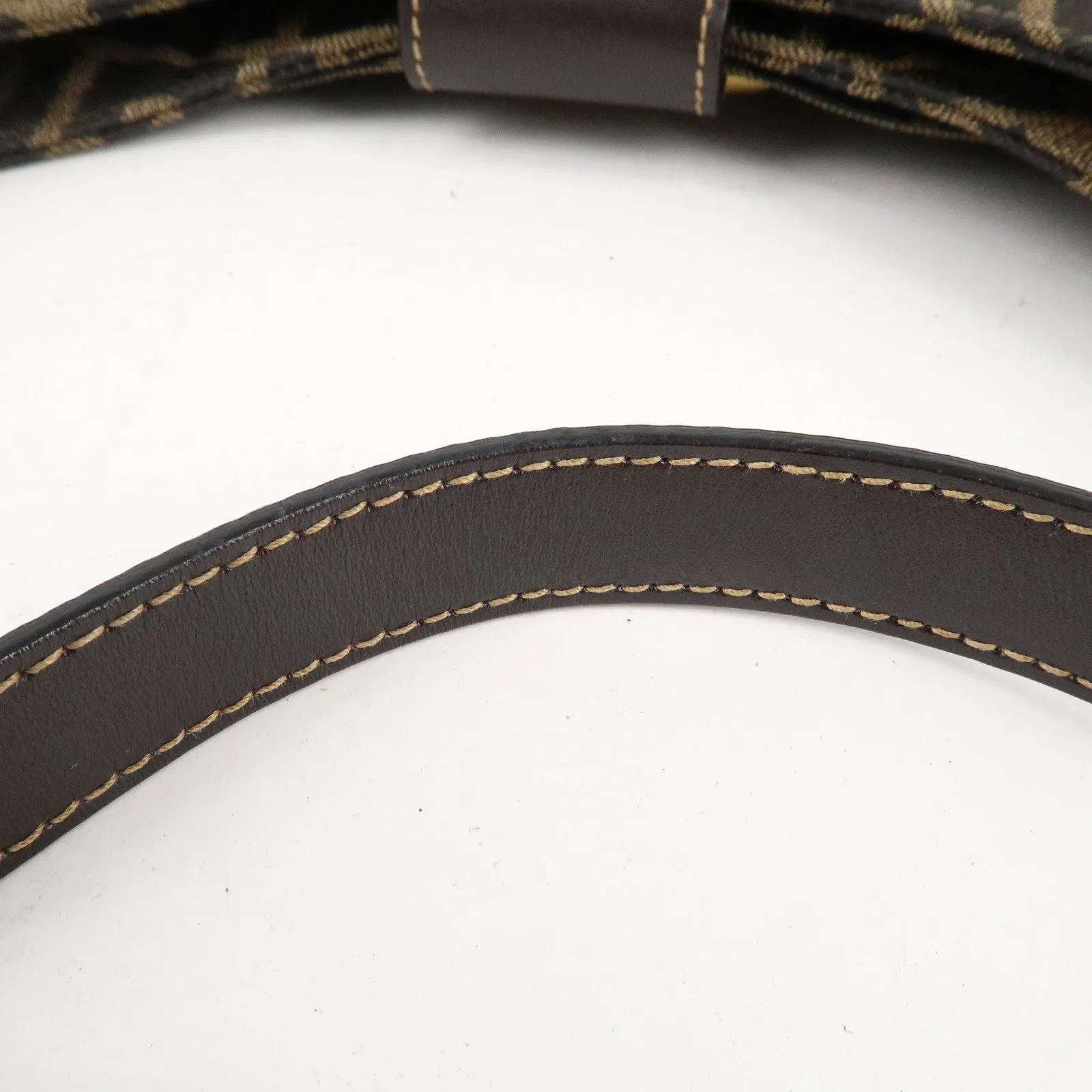 FENDI Zucca Canvas Leather Shoulder Bag Brown Black 26569