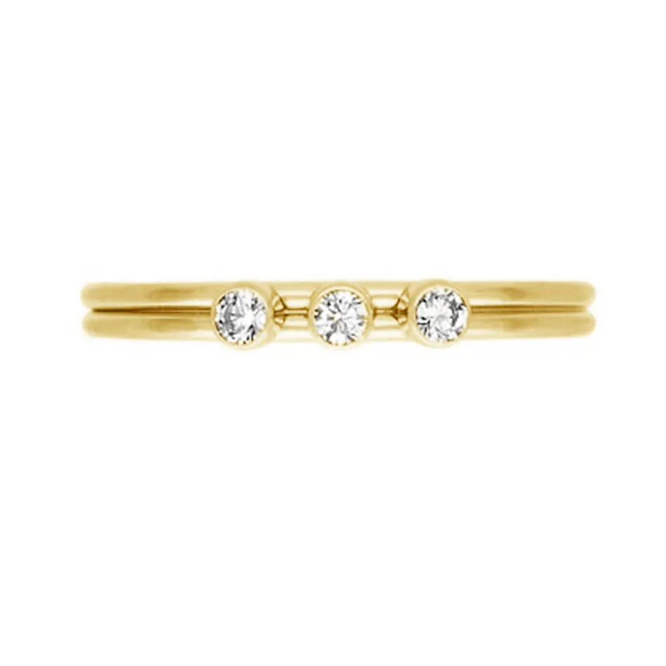 FJ0010 925 Sterling Silver Sparkle Trio Mini Ring