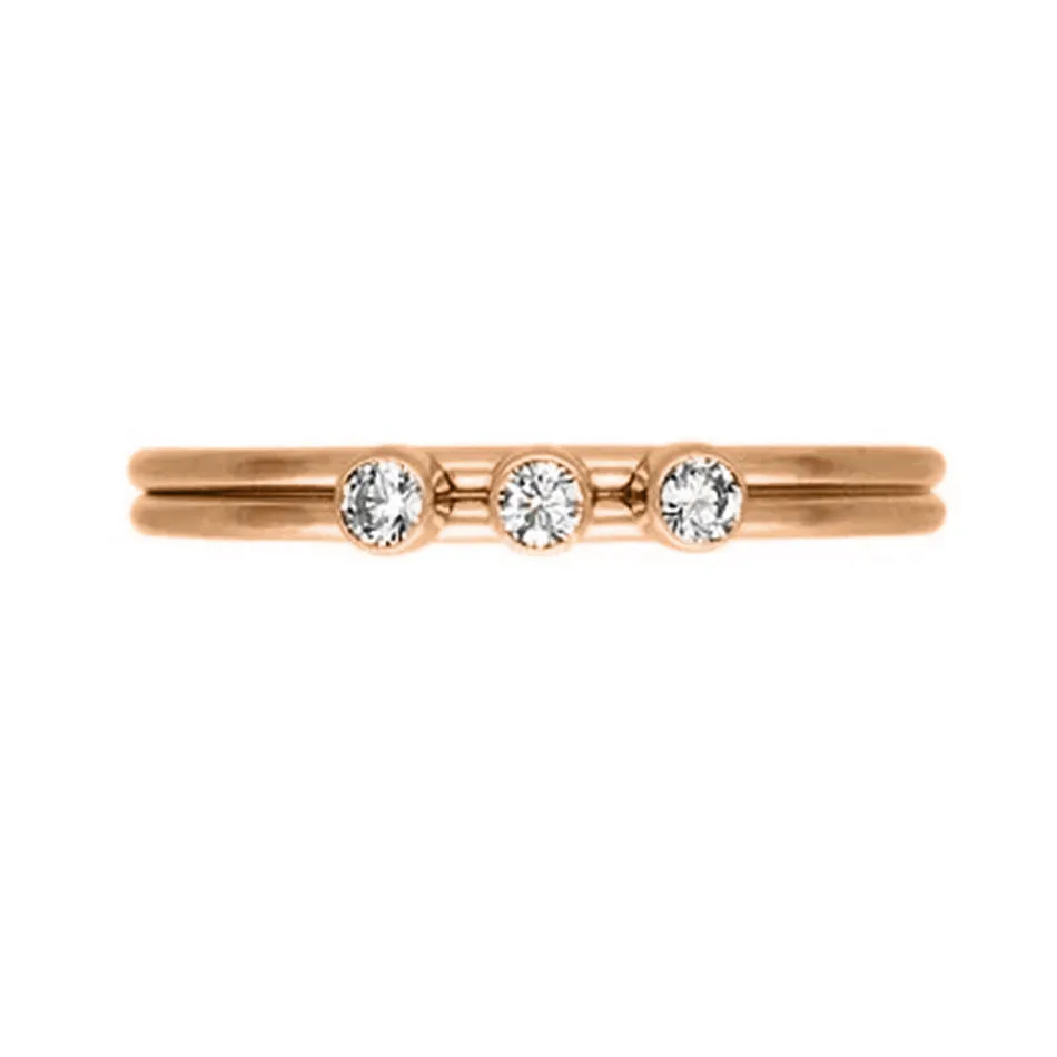 FJ0010 925 Sterling Silver Sparkle Trio Mini Ring