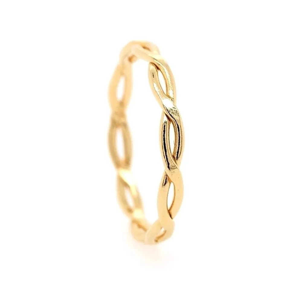 FJ0015 925 Sterling Silver Braided Skinny Ring