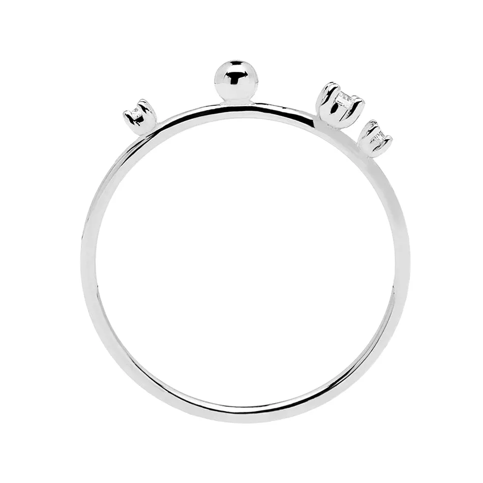 FJ0209 925 Sterling Silver Flower Ball Zircon Ring