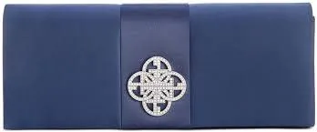 Giani Bernini Beige Embellished Clutch Handbag Purse -Navy