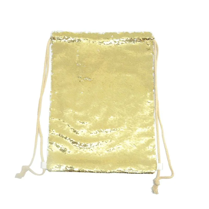 Gold Sequin drawstring bag - 34 x 45 cm