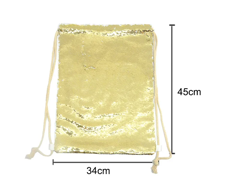 Gold Sequin drawstring bag - 34 x 45 cm