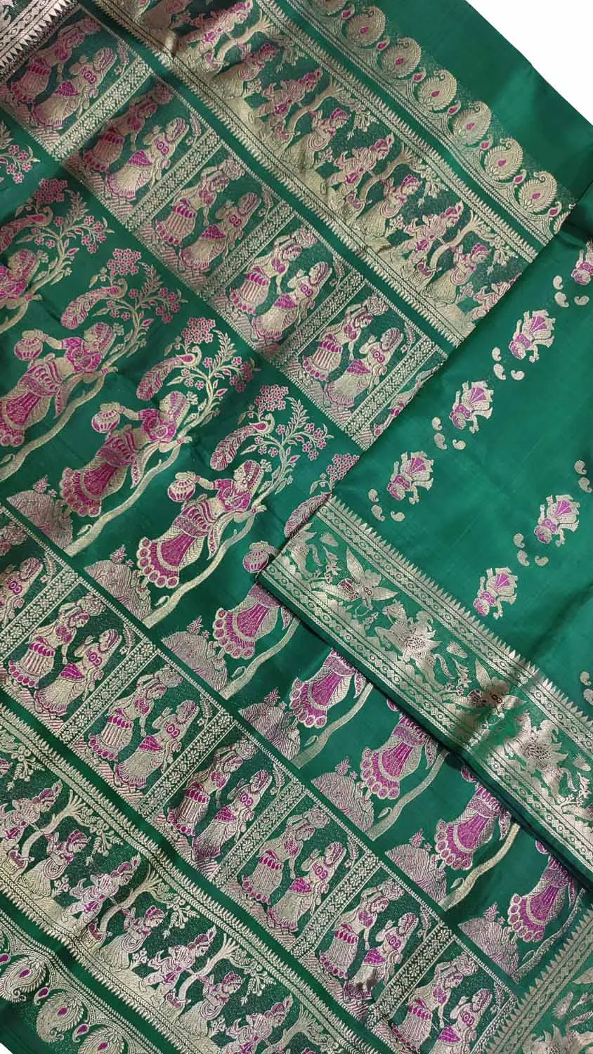 Green Handloom Swarnachari Silk Saree: Exquisite Elegance
