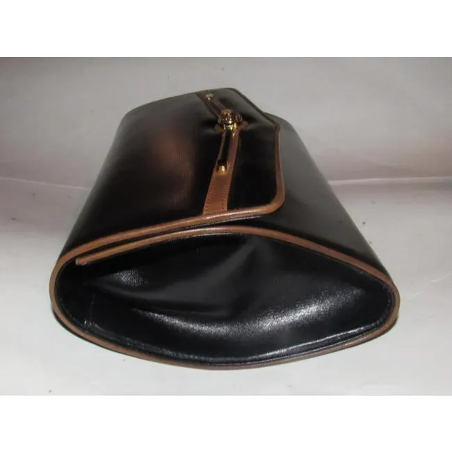Gucci W Two Way Equestrian Accents Black Leather Shoulder Bag