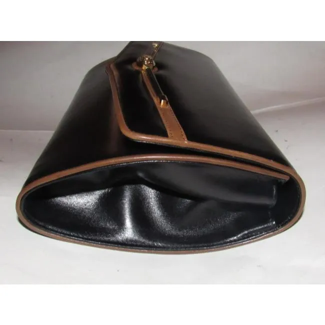Gucci W Two Way Equestrian Accents Black Leather Shoulder Bag
