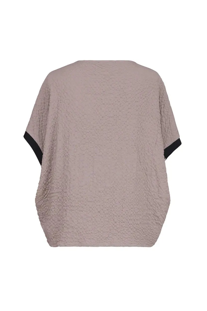 Henley Crepe Top, Stone