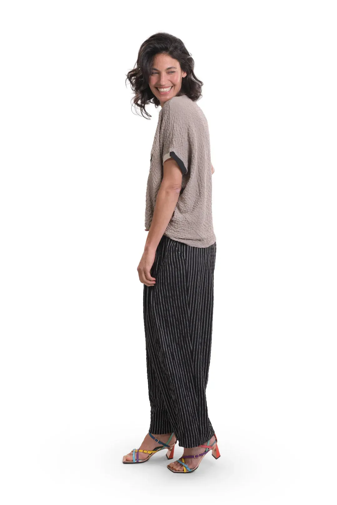 Henley Crepe Top, Stone