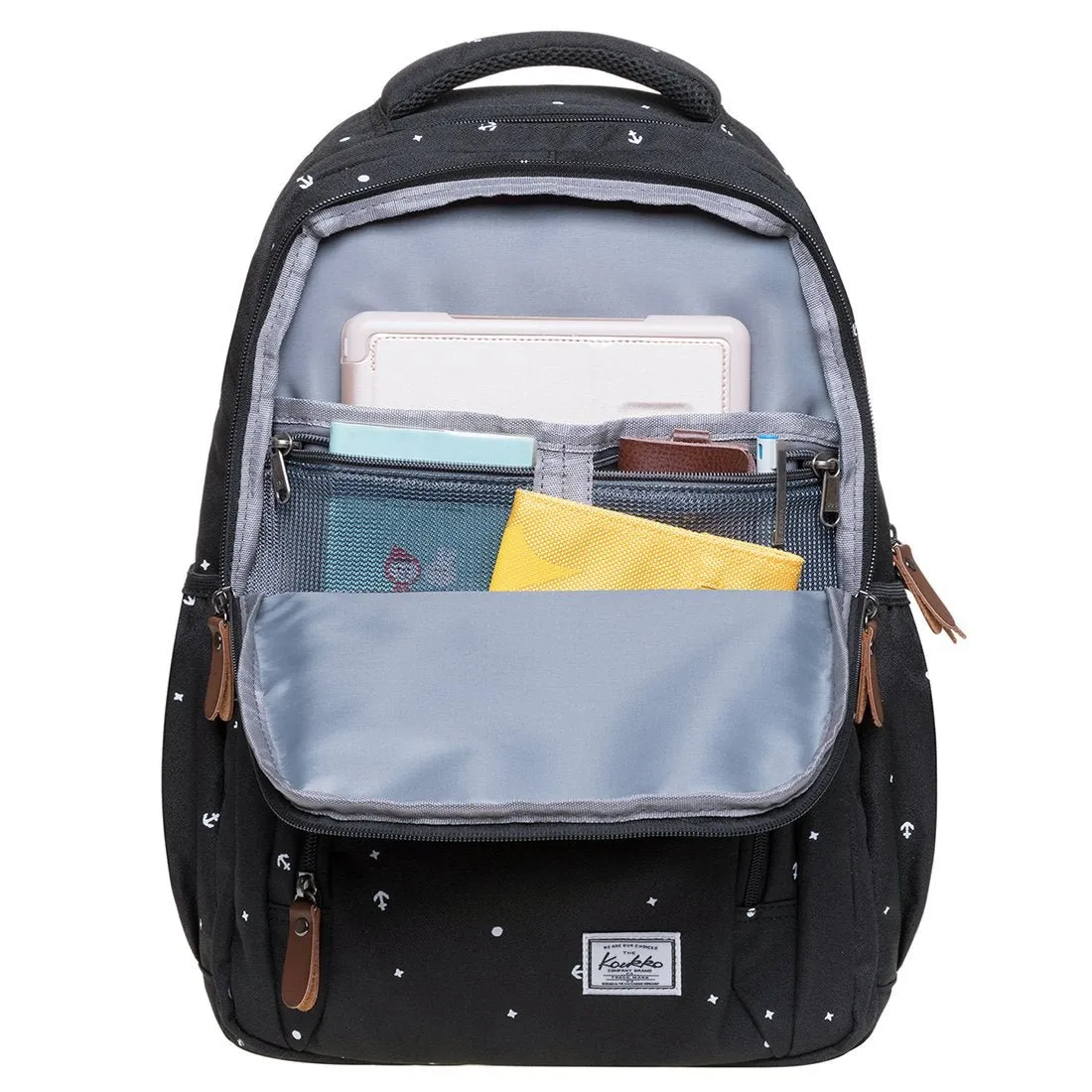 KAUKKO Backpack for School, K8008-1 ( Black / 18.9L )