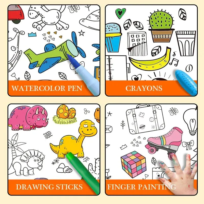 KIDS DIY DRAWING PAPER ROLL SHEET   FREE MARKERS