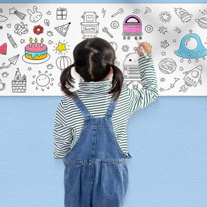 KIDS DIY DRAWING PAPER ROLL SHEET   FREE MARKERS