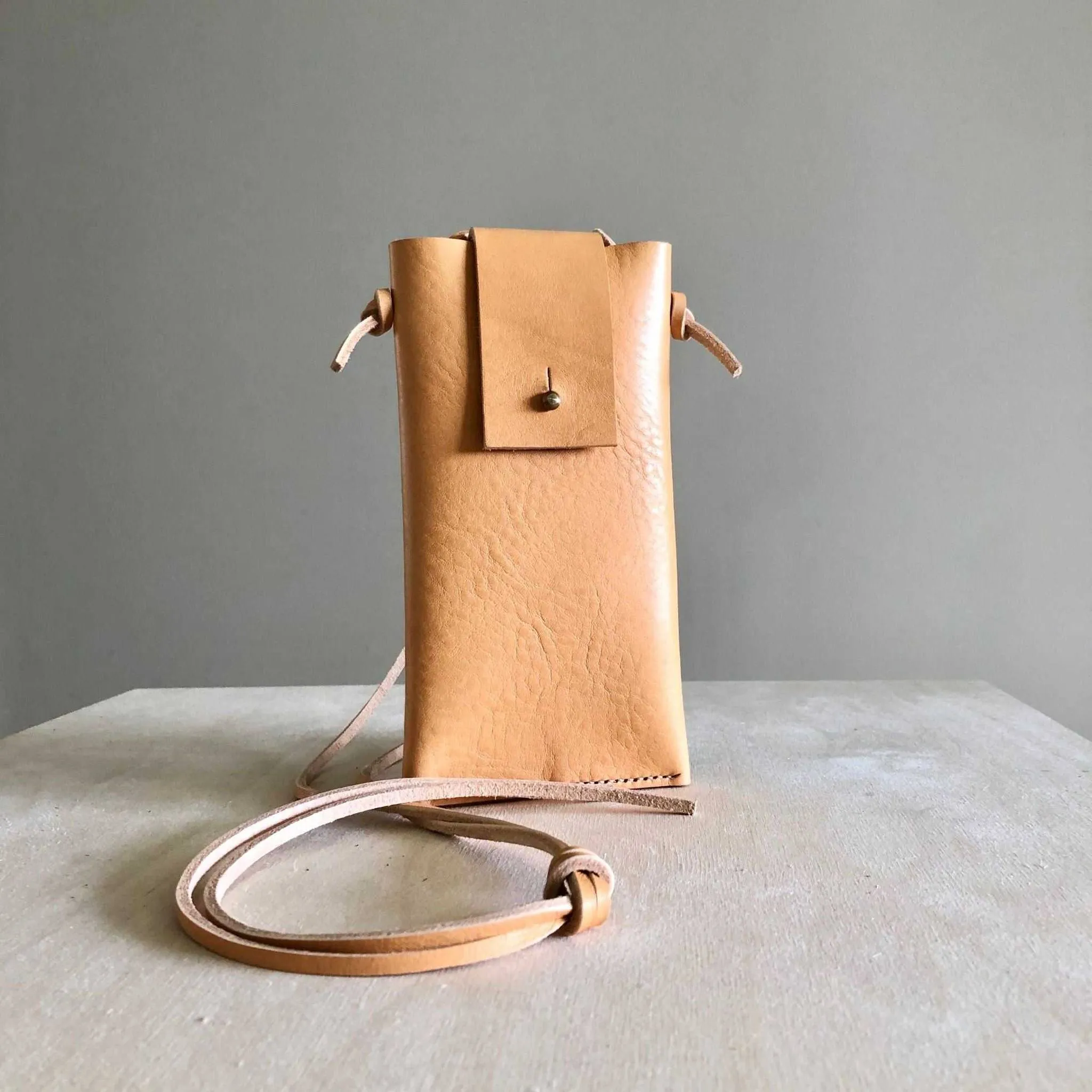 Knot Leather Phone Bag in Natural or Black