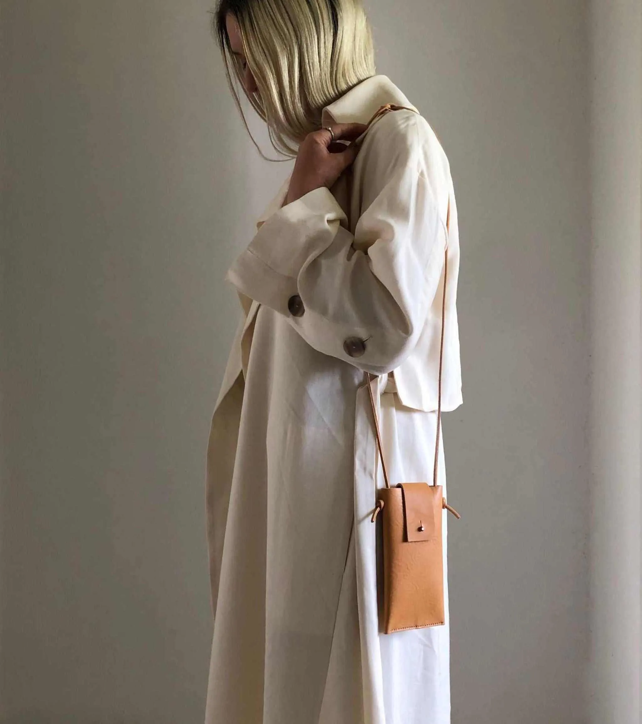 Knot Leather Phone Bag in Natural or Black