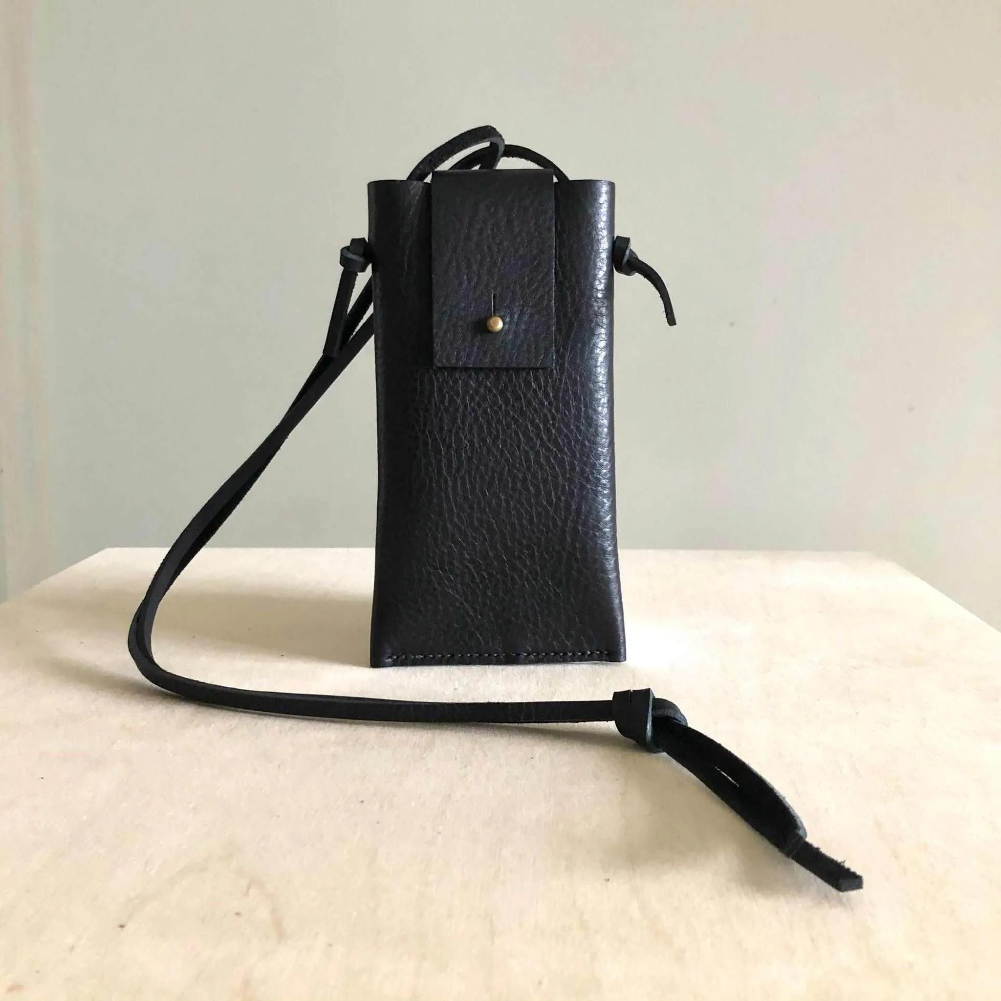 Knot Leather Phone Bag in Natural or Black