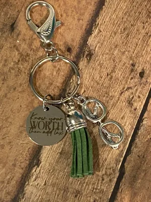 KNOW YOUR WORTH THEN ADD TAX Purse Charm/Key Chain
