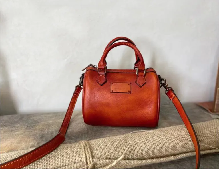 Ladies Coffee Leather Shoulder Bag Genuine Leather Handbags For Women