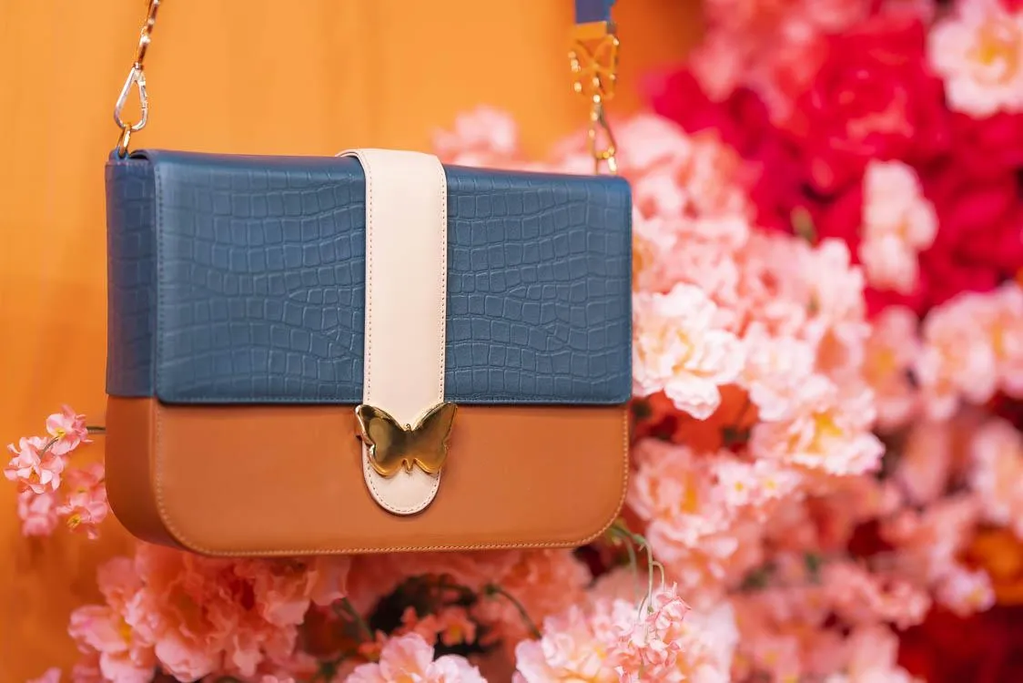 Leather Bag Multicolor Cognac, Forest, Beige