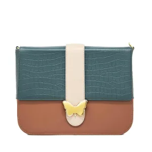 Leather Bag Multicolor Cognac, Forest, Beige