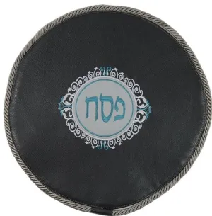 Leather Matzah Cover Circular applique MA280-GR