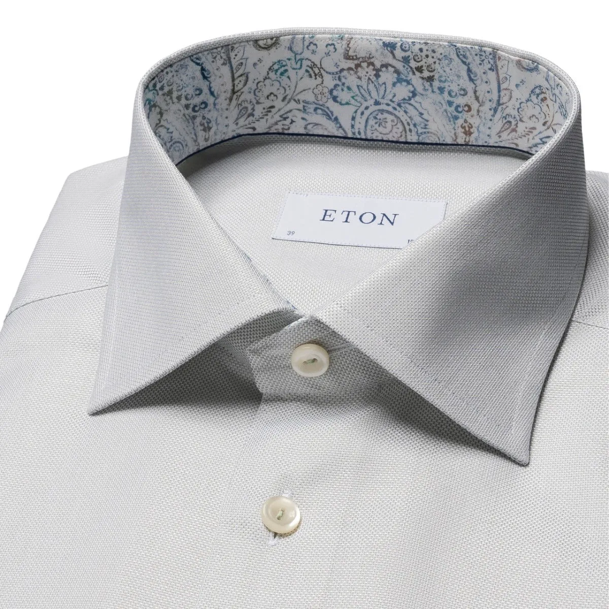 Light Green Paisley Trim Contemporary Fit Shirt