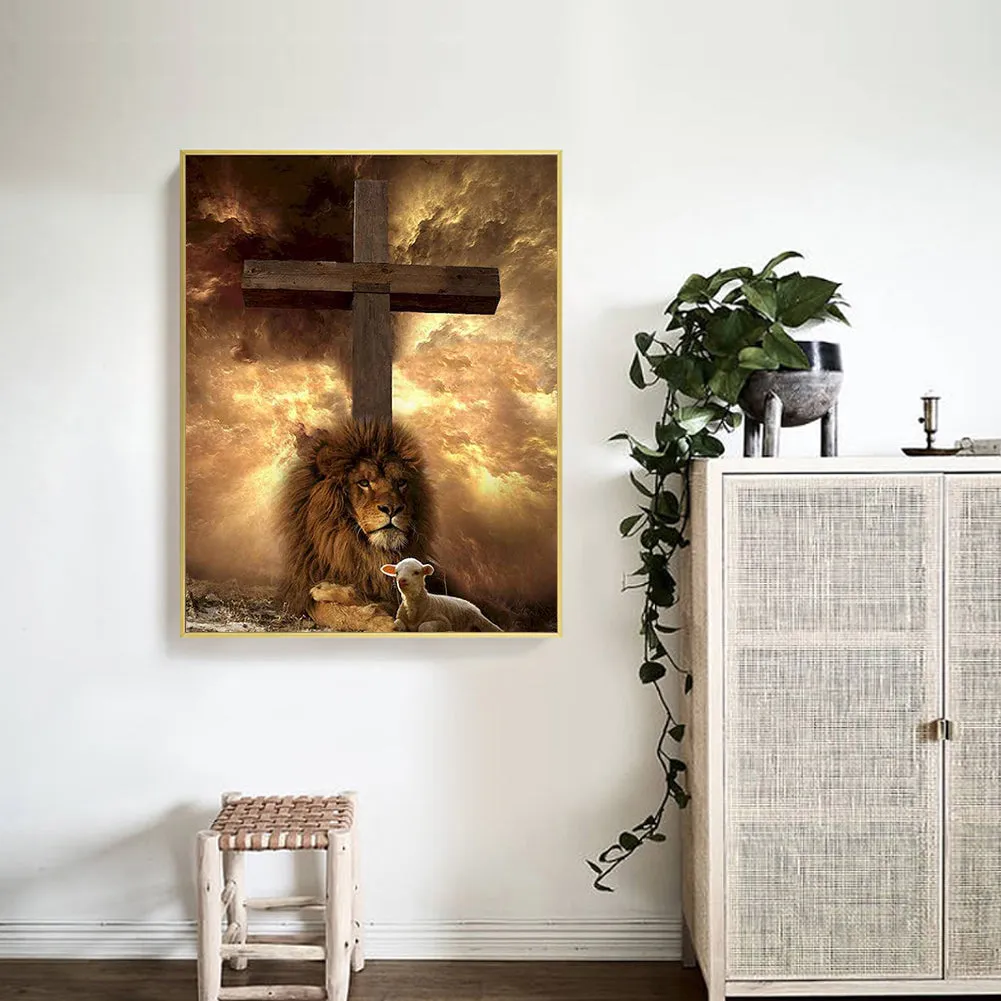 Lion Cross - Full Round Drill Diamond Painting 30*40CM