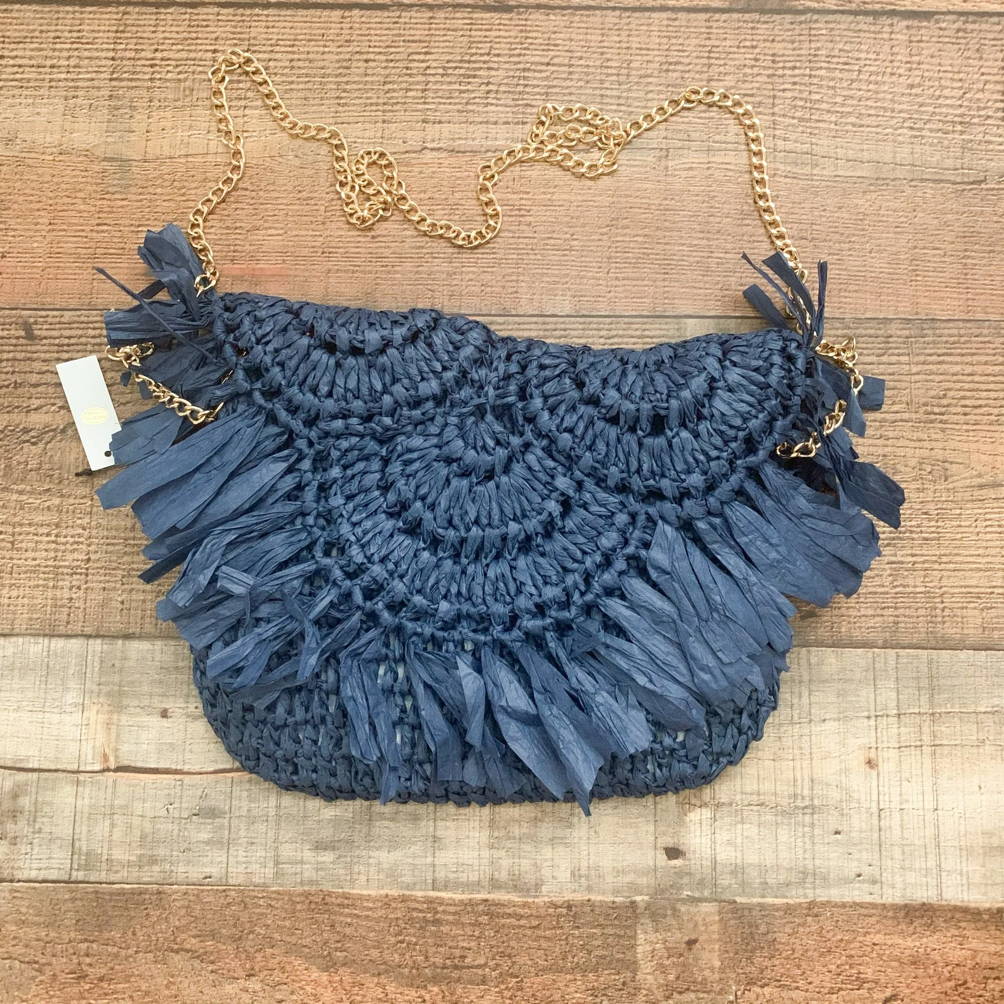 Lisi Lerch Blue Straw Handbag NWT