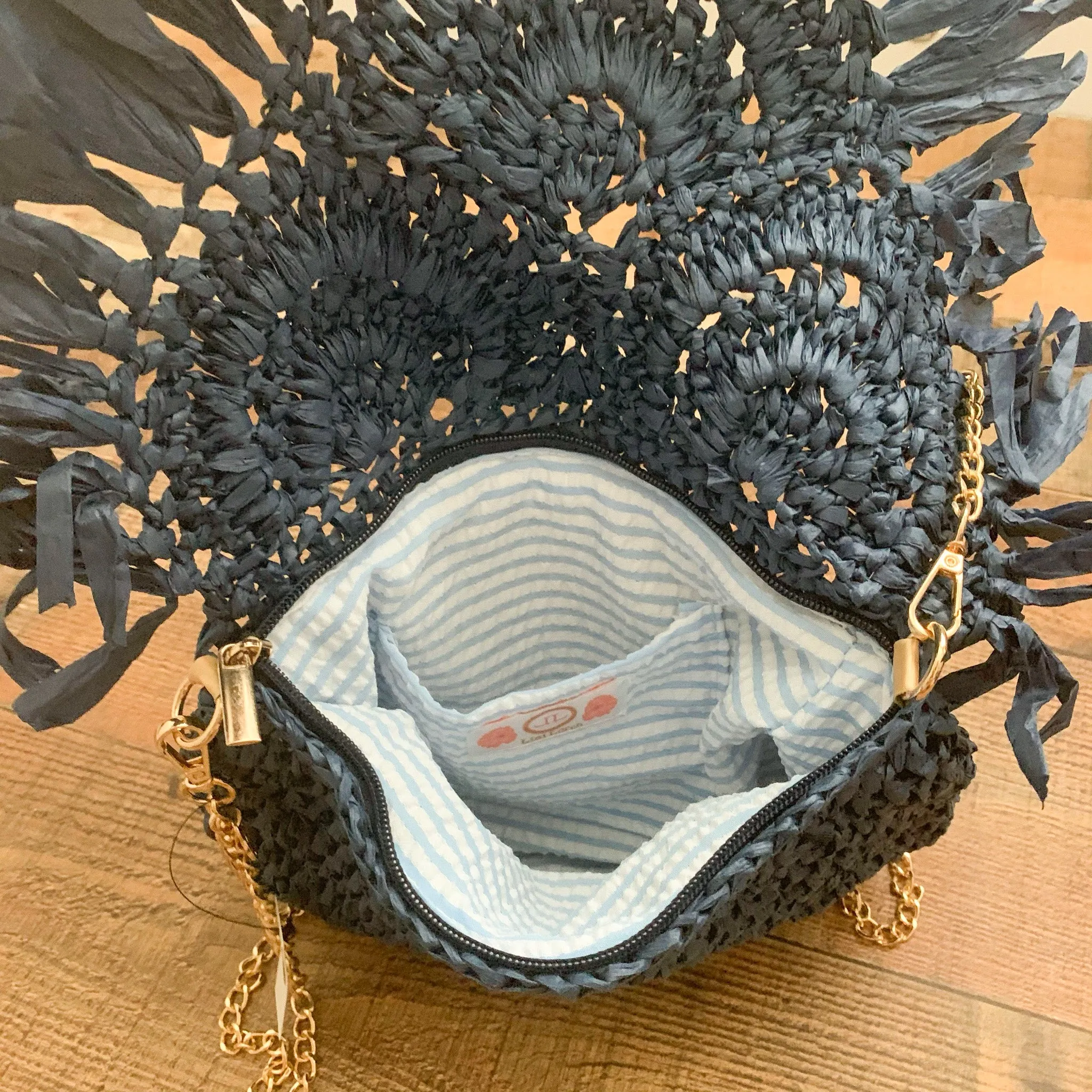 Lisi Lerch Blue Straw Handbag NWT