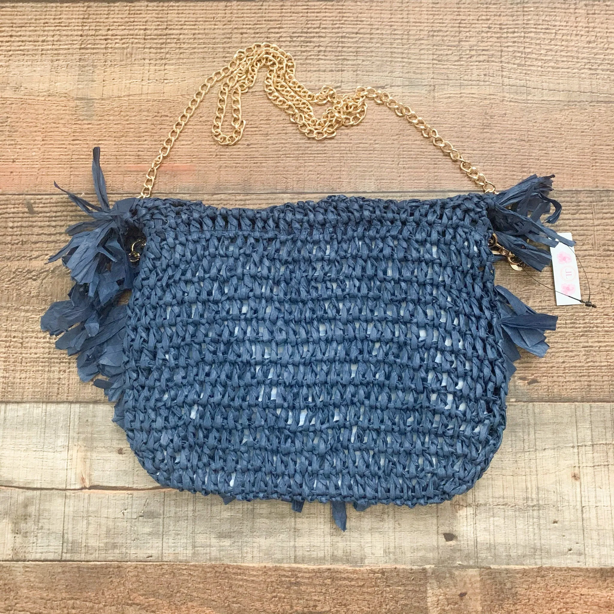 Lisi Lerch Blue Straw Handbag NWT