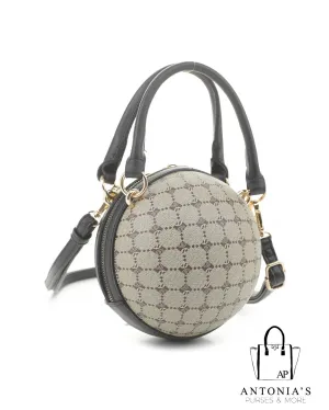 Luxie Collection Brown/Black Geometric Round Ball Handbag