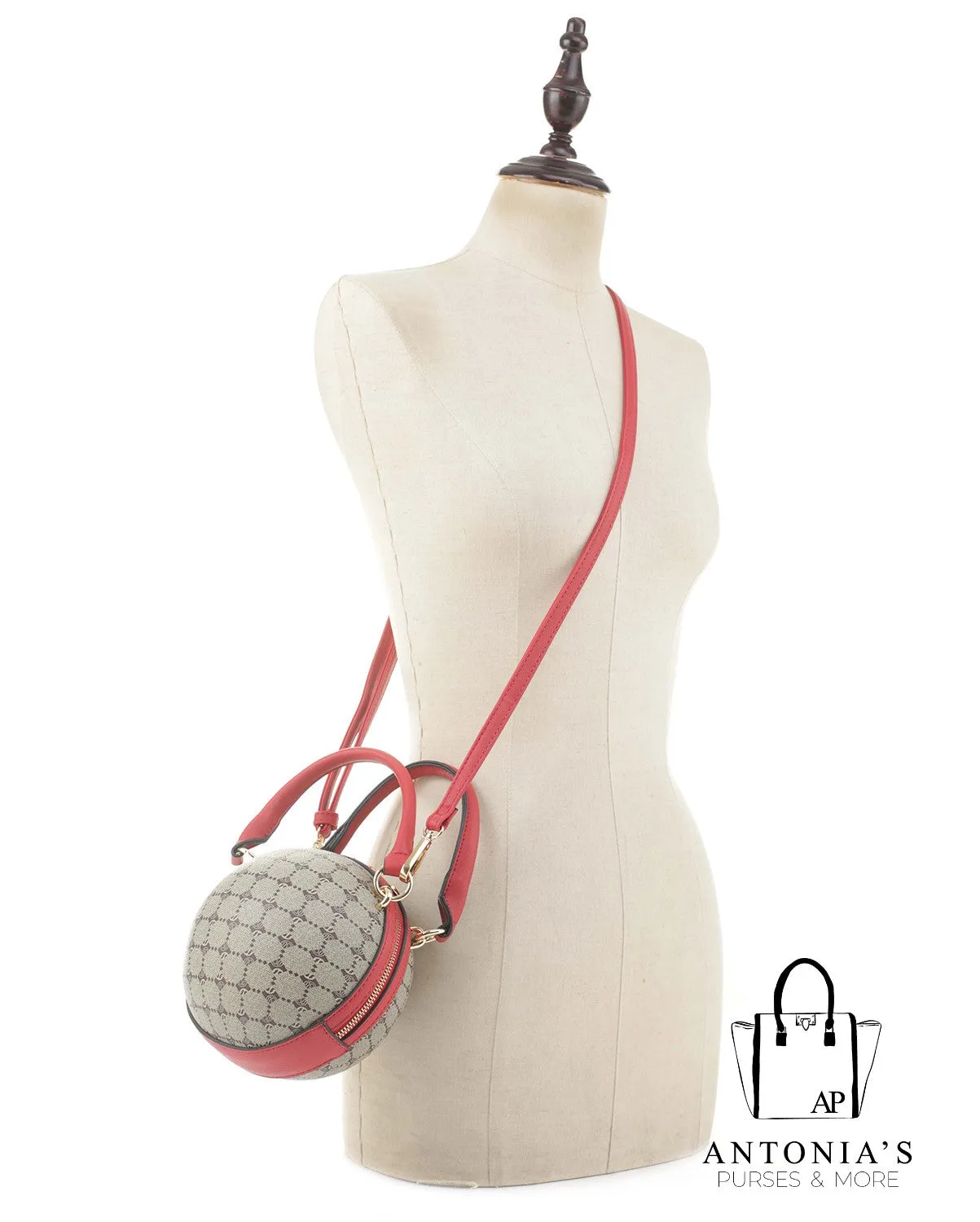 Luxie Collection Brown/Black Geometric Round Ball Handbag