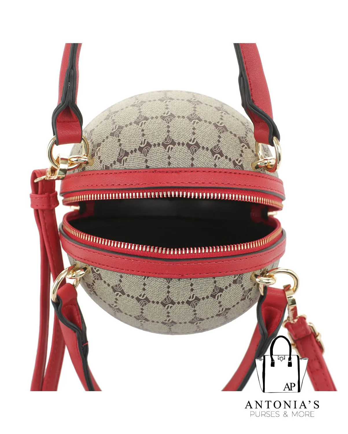 Luxie Collection Brown/Black Geometric Round Ball Handbag