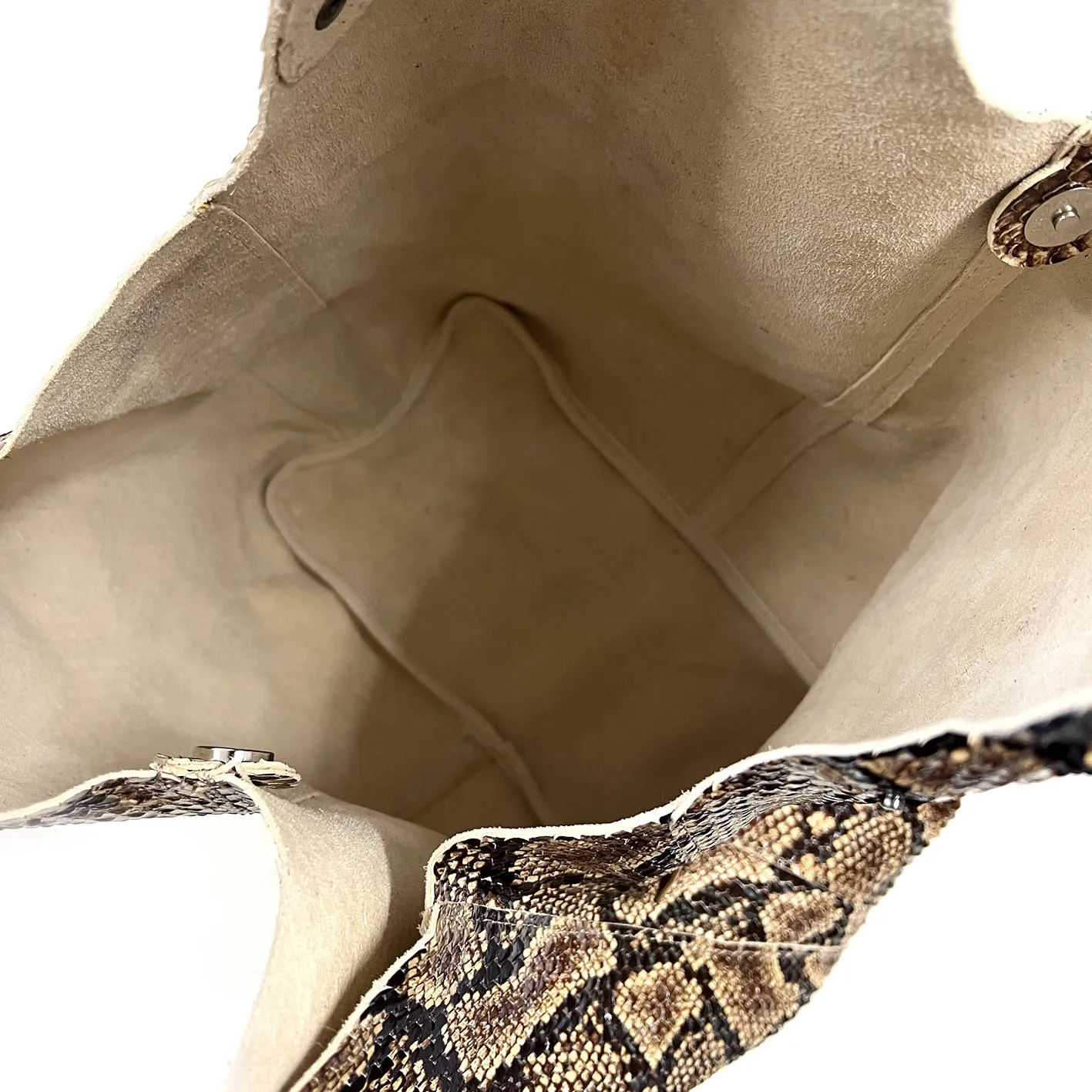 MIBA LEATHER SLOUCH BAG / Dark Brown Snake Print