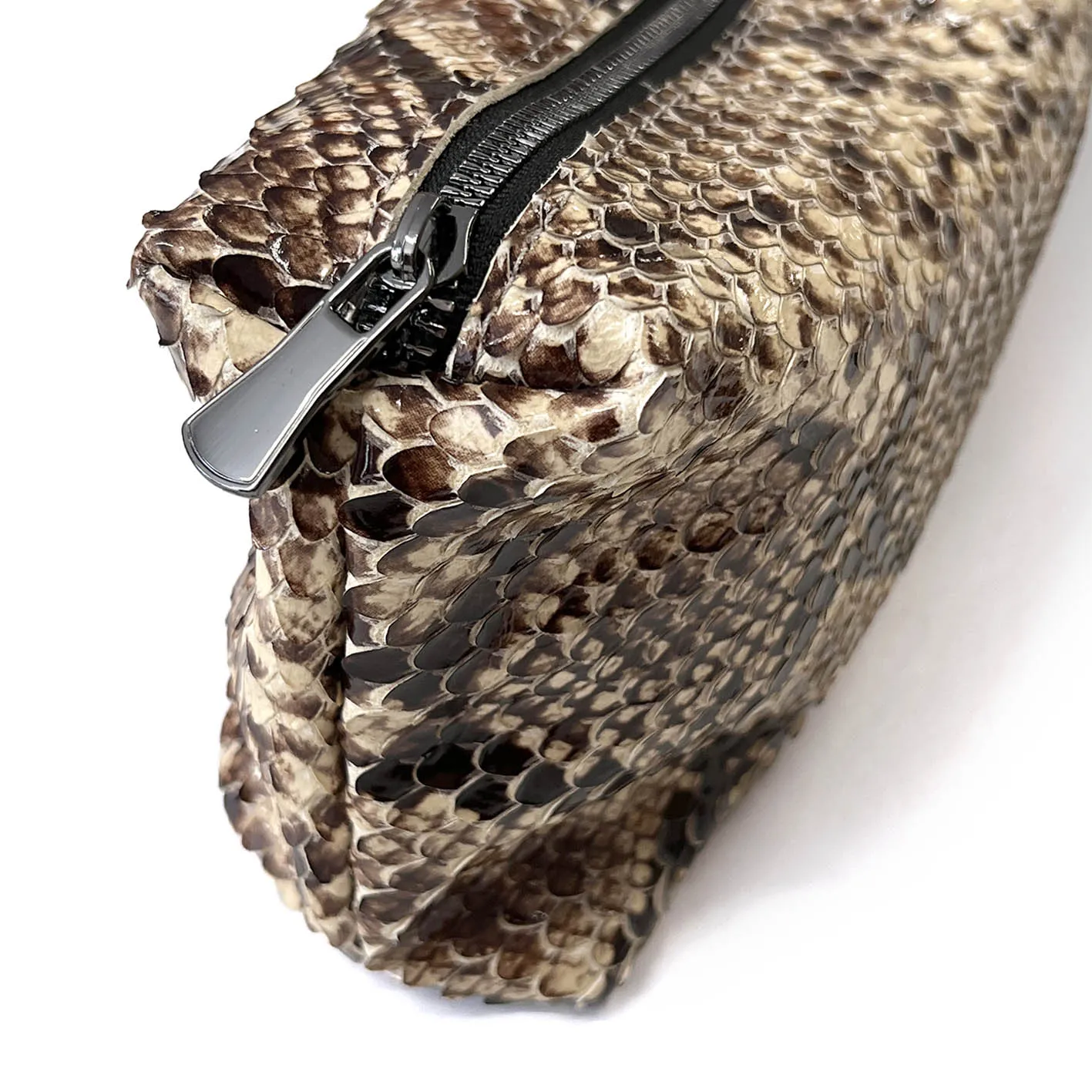 MIBA LEATHER SLOUCH BAG / Dark Brown Snake Print