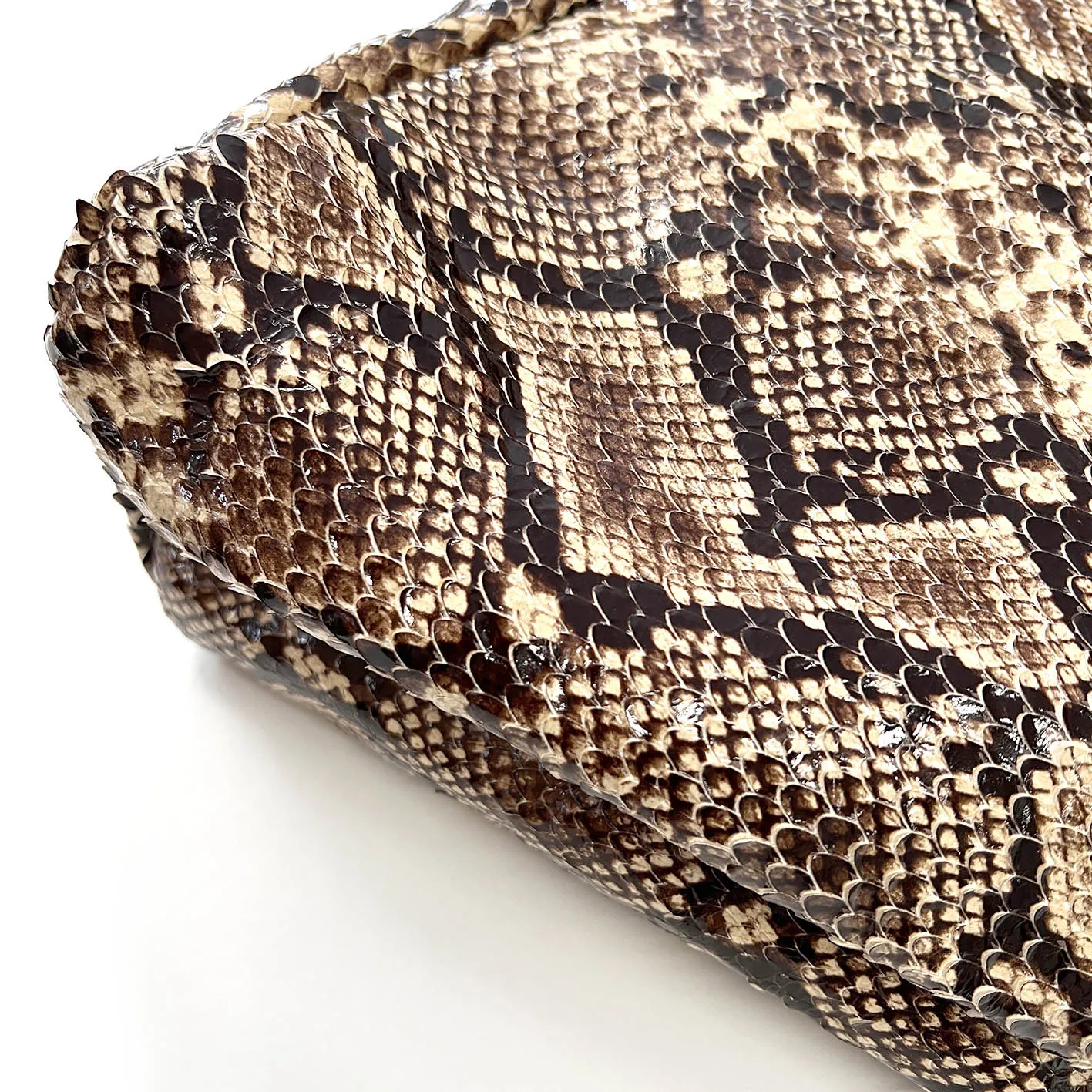 MIBA LEATHER SLOUCH BAG / Dark Brown Snake Print