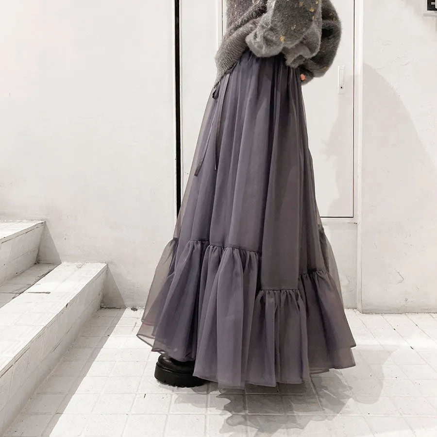 【MURRAL/ミューラル】<br>Spacious sheer wrap skirt <br>242-0901