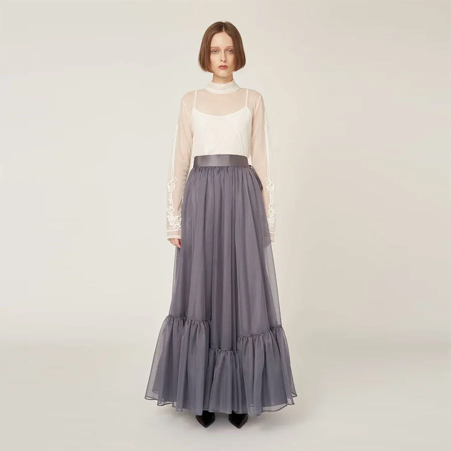 【MURRAL/ミューラル】<br>Spacious sheer wrap skirt <br>242-0901