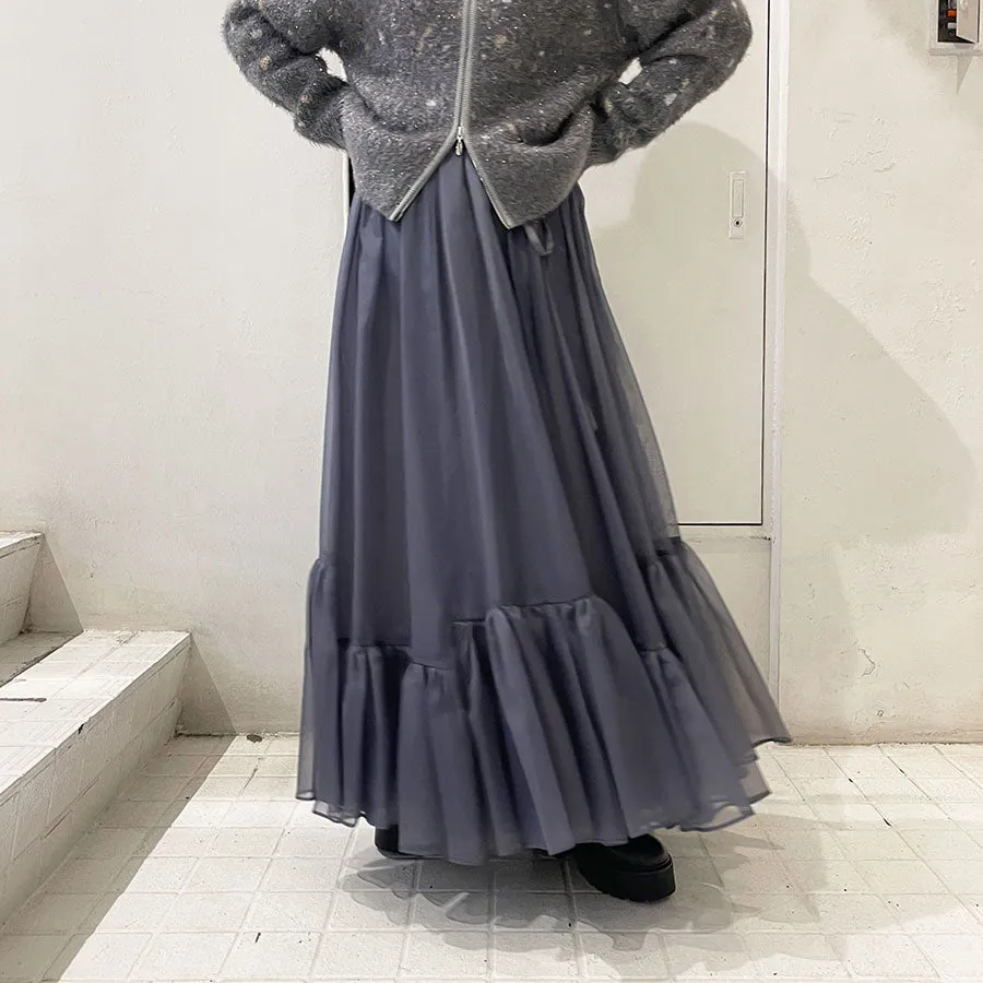 【MURRAL/ミューラル】<br>Spacious sheer wrap skirt <br>242-0901
