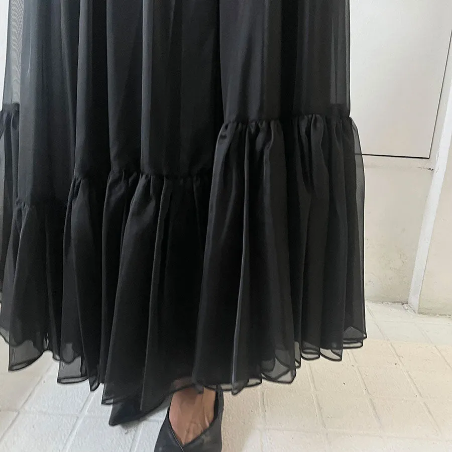 【MURRAL/ミューラル】<br>Spacious sheer wrap skirt <br>242-0901