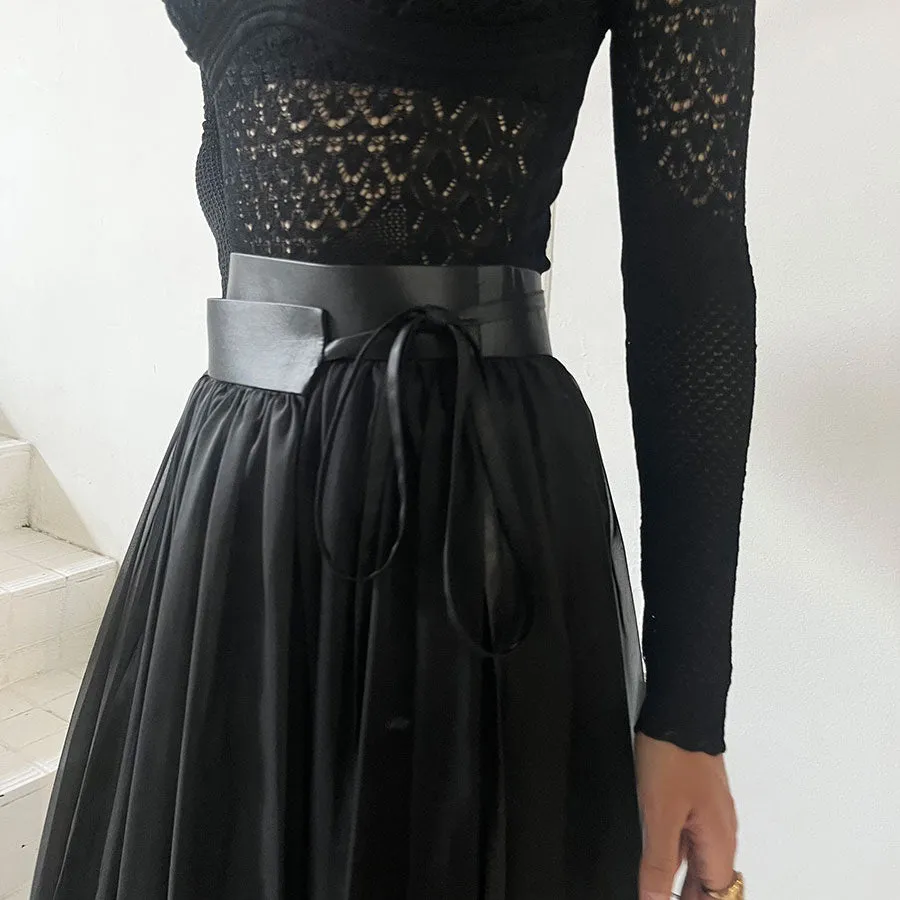 【MURRAL/ミューラル】<br>Spacious sheer wrap skirt <br>242-0901