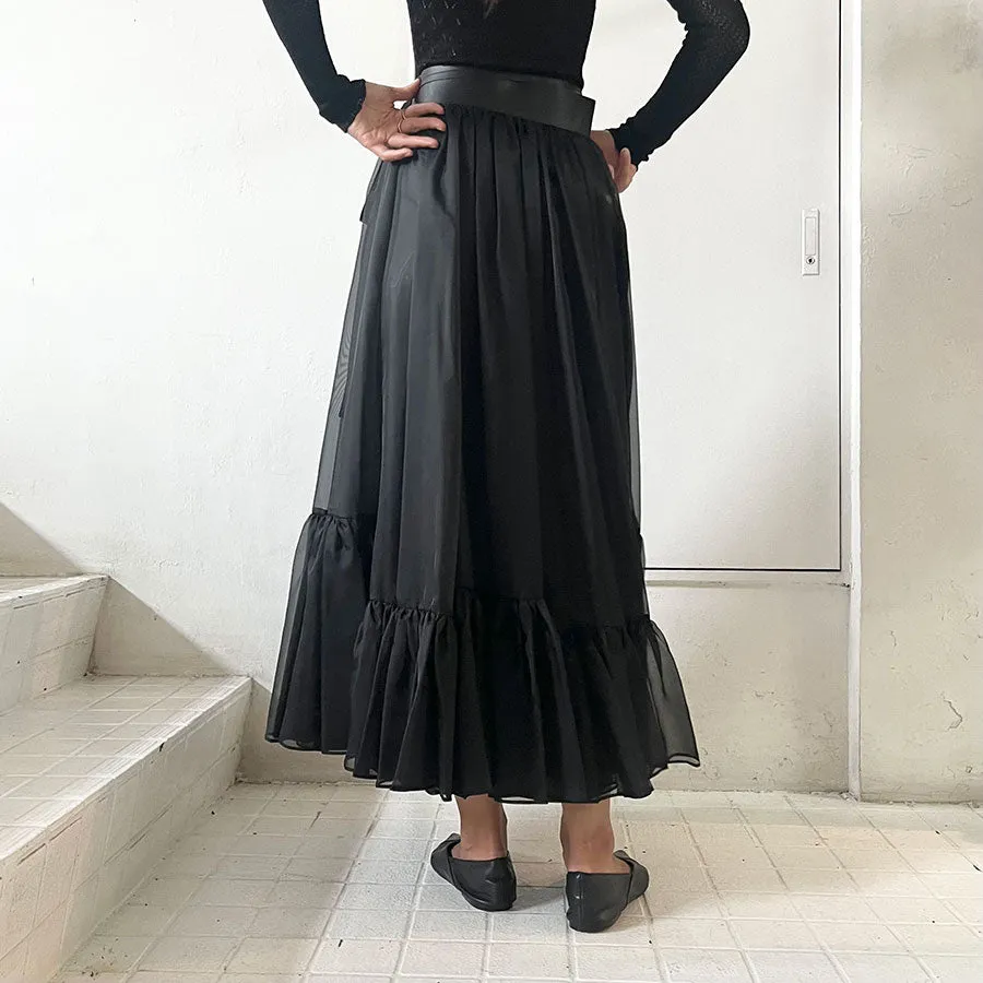 【MURRAL/ミューラル】<br>Spacious sheer wrap skirt <br>242-0901