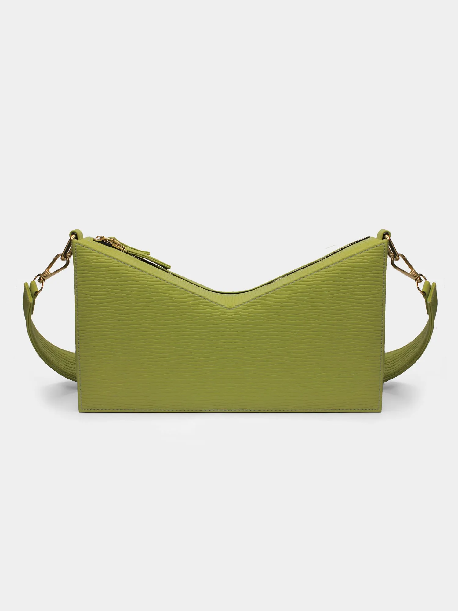 MUSE Lime Green Ribbed Box Shaped Shoulder Bag | Modern Myth