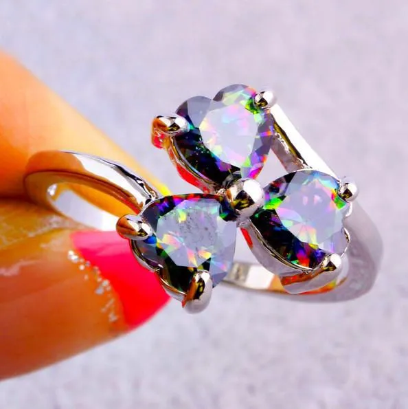 Mystic Topaz Silver Heart Ring