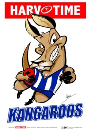 North Melbourne Kangaroos, Mascot Print Harv Time Poster