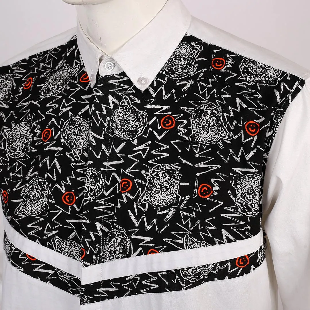 Obeezi Exquisite  Patterned Designed White Shirt