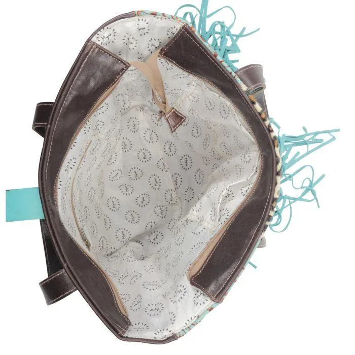 Ocean Current Leather And Hairon Handbag