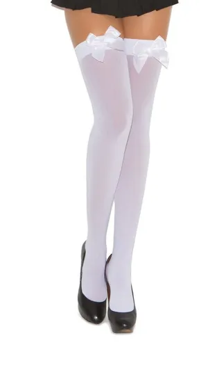 Opaque Bow Thigh Highs