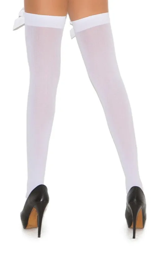 Opaque Bow Thigh Highs